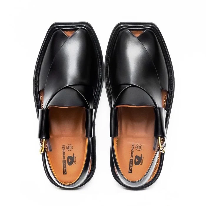 Black Round Shape Zalmi Chappal - Image 3