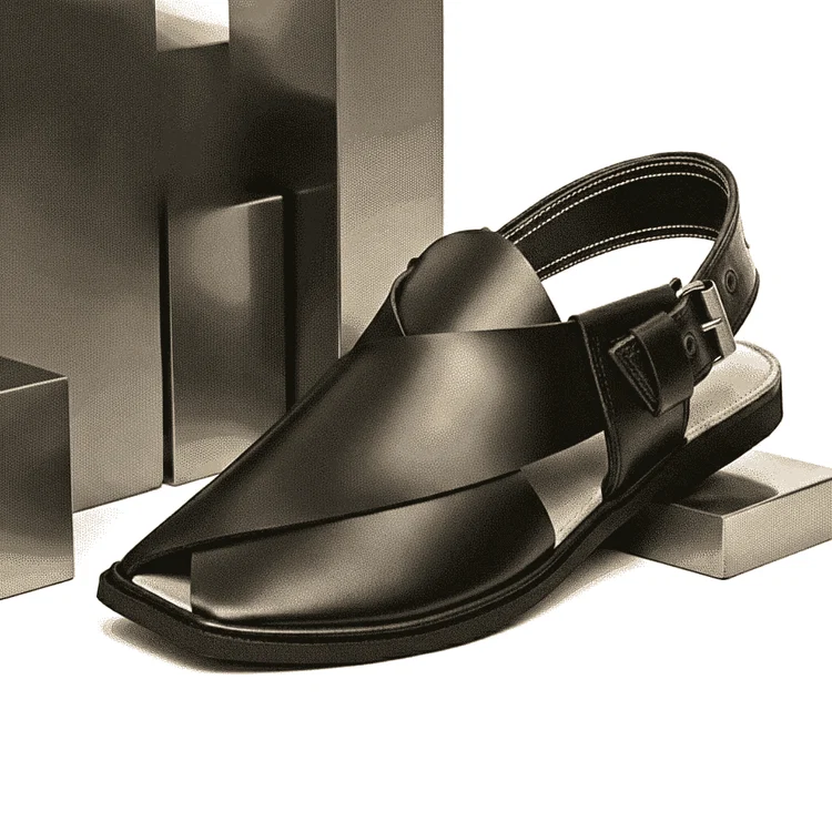 Black Charsadda Gol T Chappal - Image 2