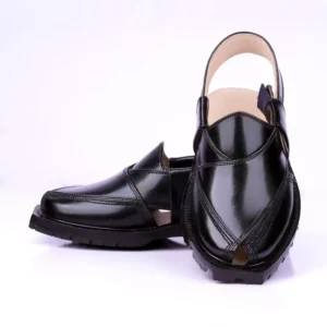 Jet Black Quetta Norozi Chappal with Double Sole
